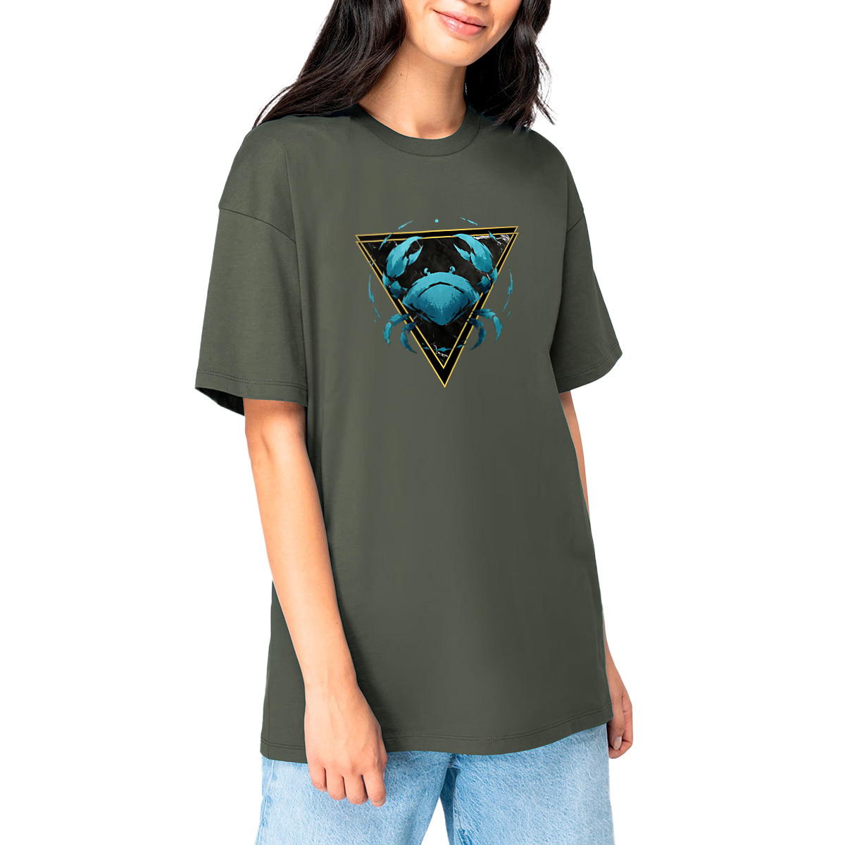 Image front T-shirt Oversized Unisexe Cancer Coton Bio - Style Ethnique Élément Eau