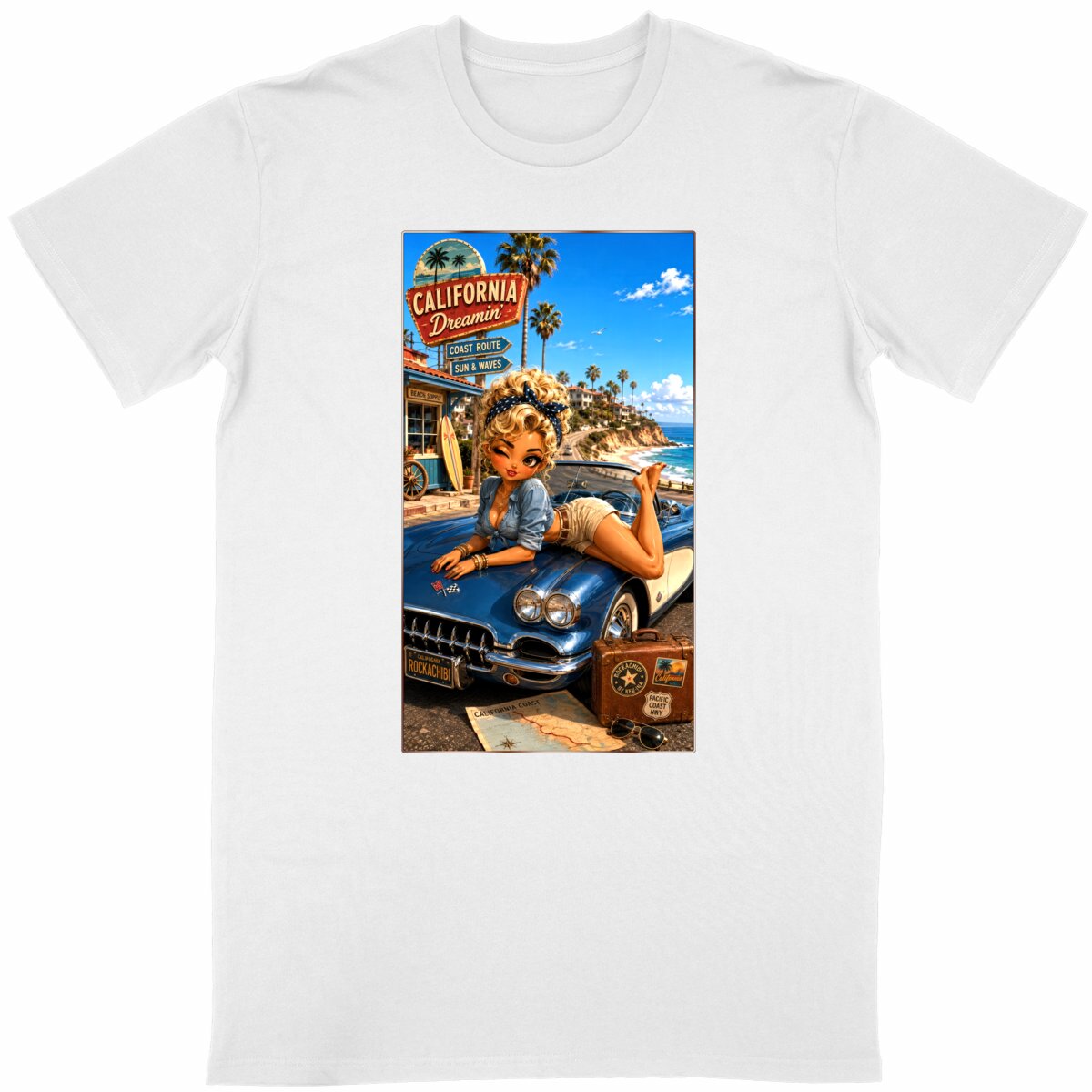 Image front T-shirt Col V Femme Vintage Crystal - Rockachibi