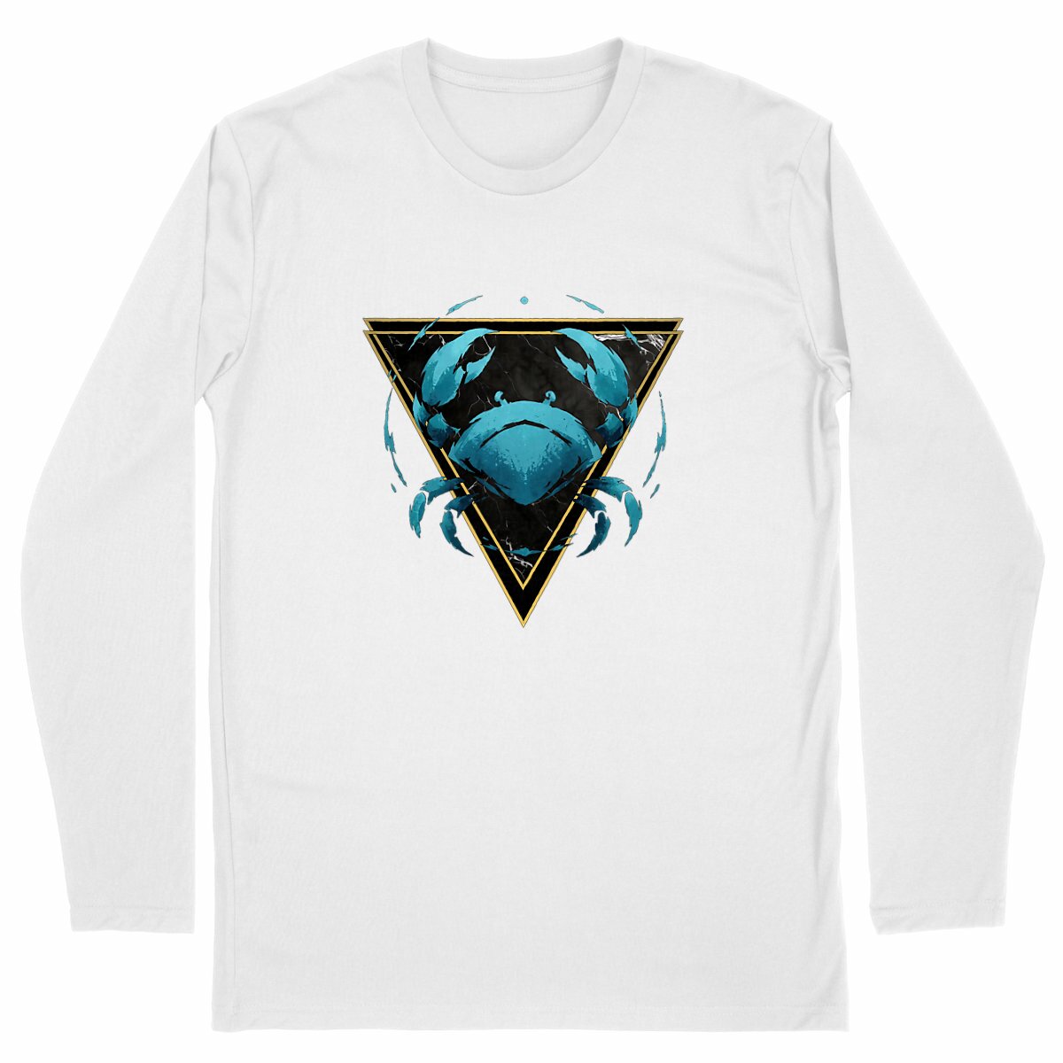 Image front T-shirt Manches Longues Homme Cancer Coton Bio - Style Ethnique Élément Eau