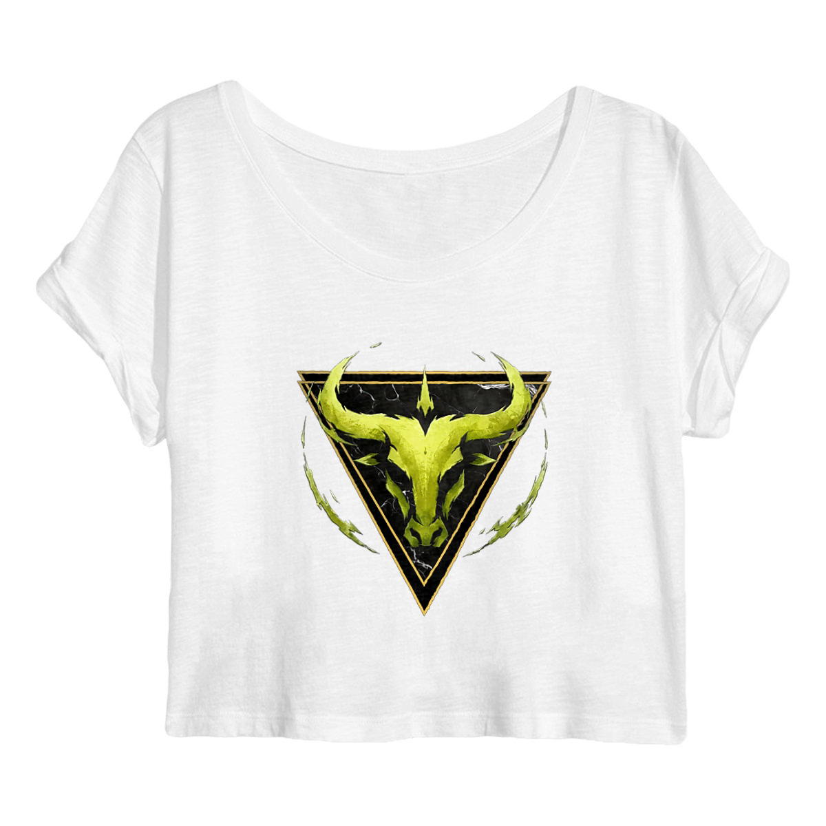 Image front Crop Top Femme Taureau en Coton Bio - Style Ethnique Élément Terre