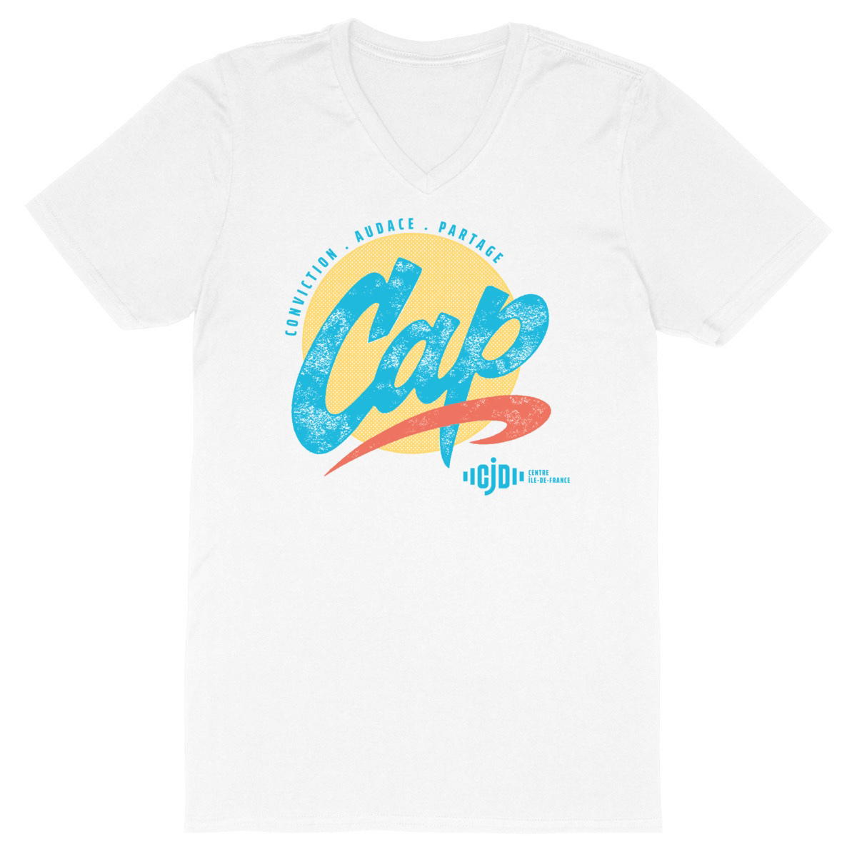 T-shirt col V logoté CAP - Image