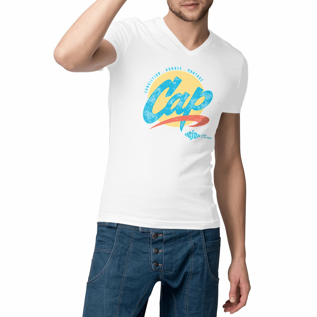 T-shirt col V logoté CAP