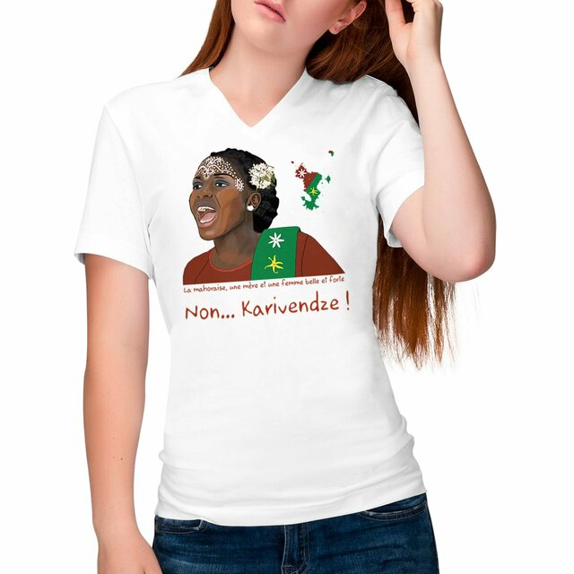 Image front T-shirt Femme Col V - Change - Karivendze