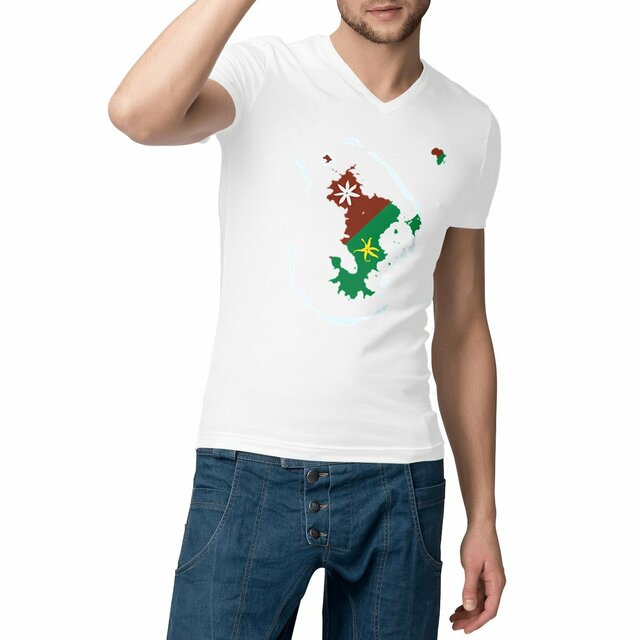 Image front T-shirt Homme Col V - Change - Ramani ya Maore - Carte de Mayotte 