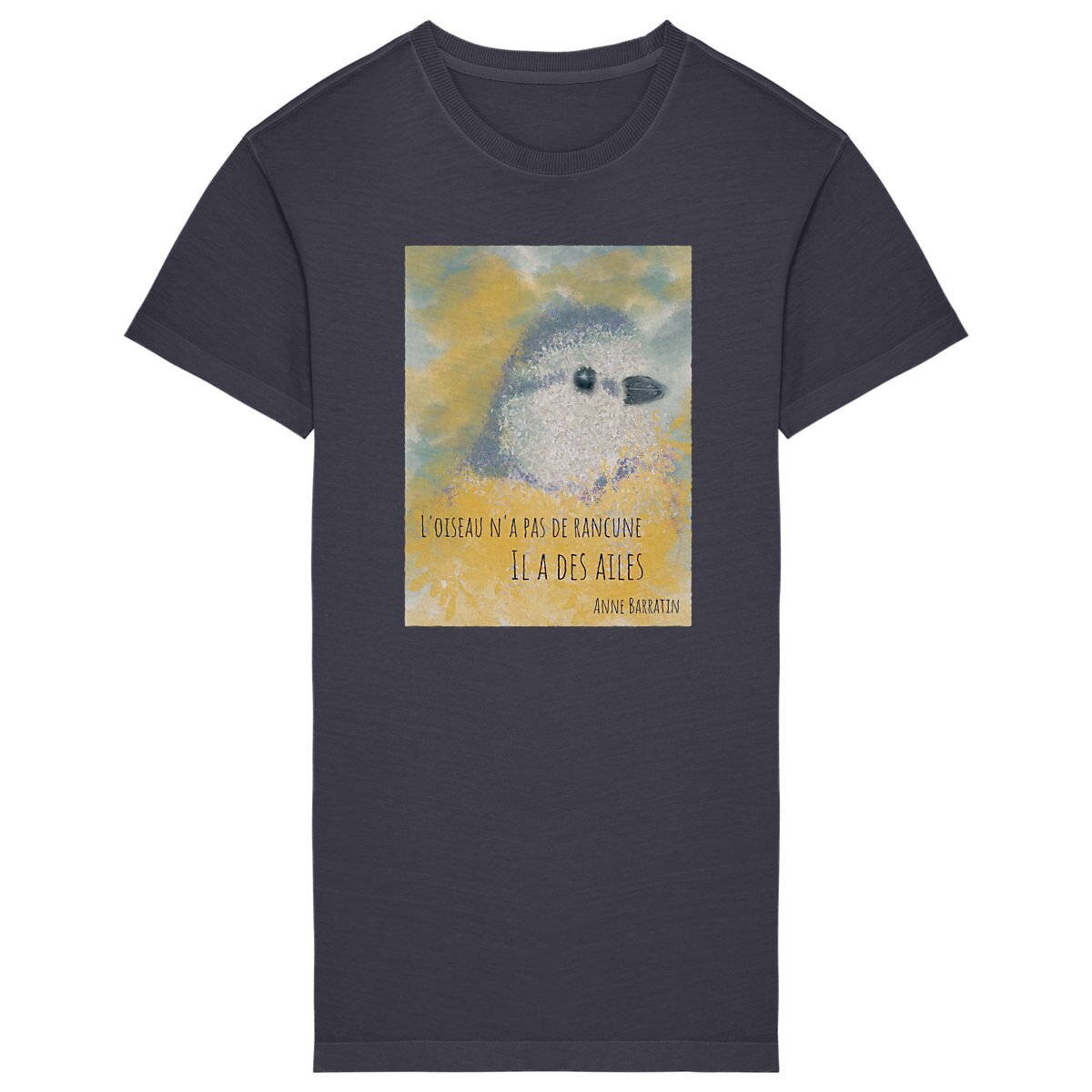Image back L'oiseau n'a pas de rancune : Robe T-shirt femme coton peigné bio