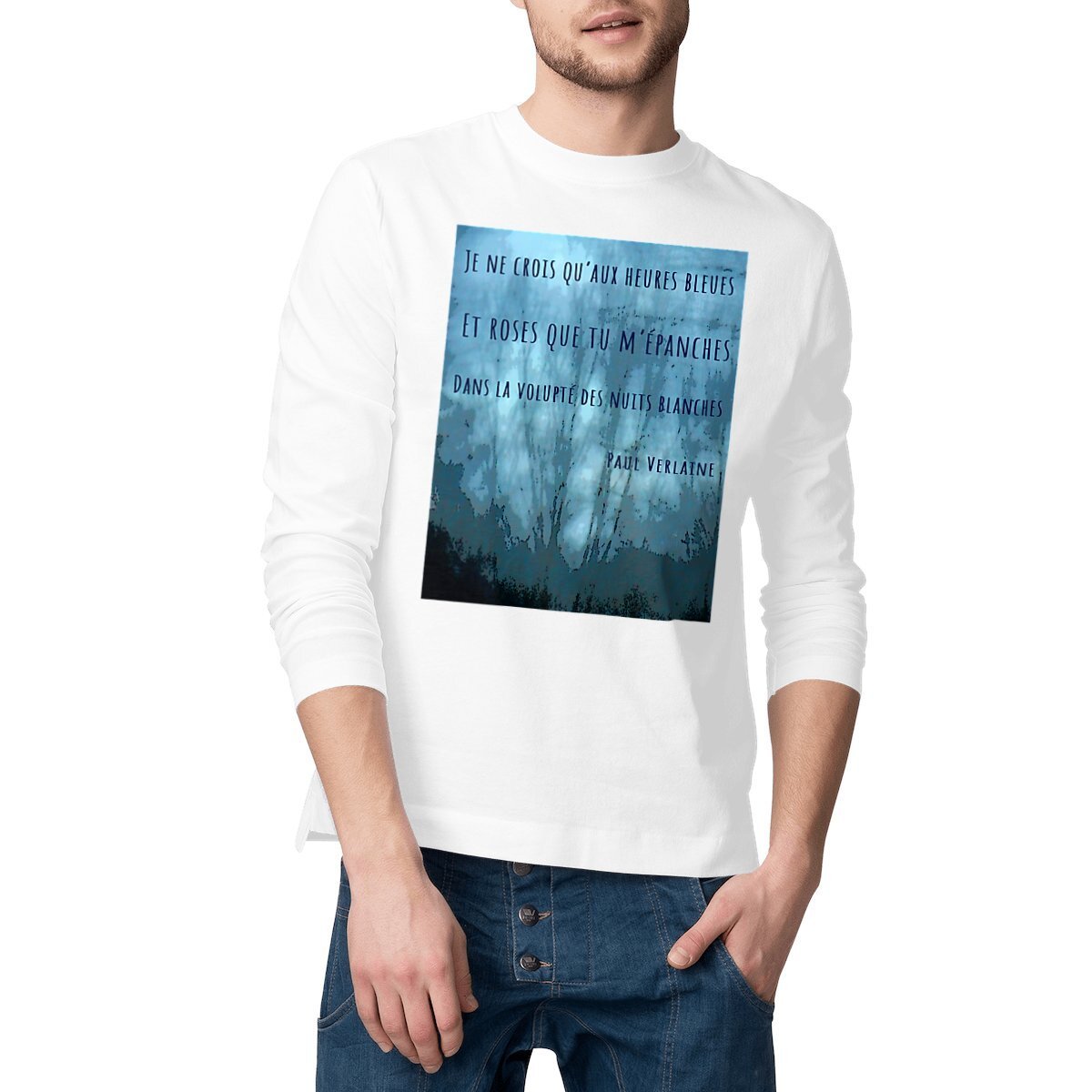 Image front L’heure bleue : T-shirt homme manches longues coton bio