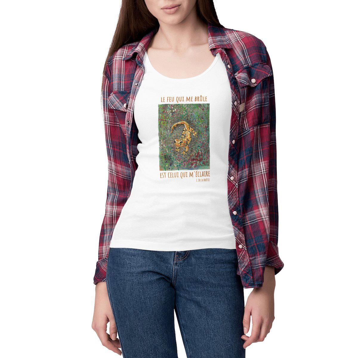 Image front le feu qui me brûle... : débardeur femme 100% coton biologique