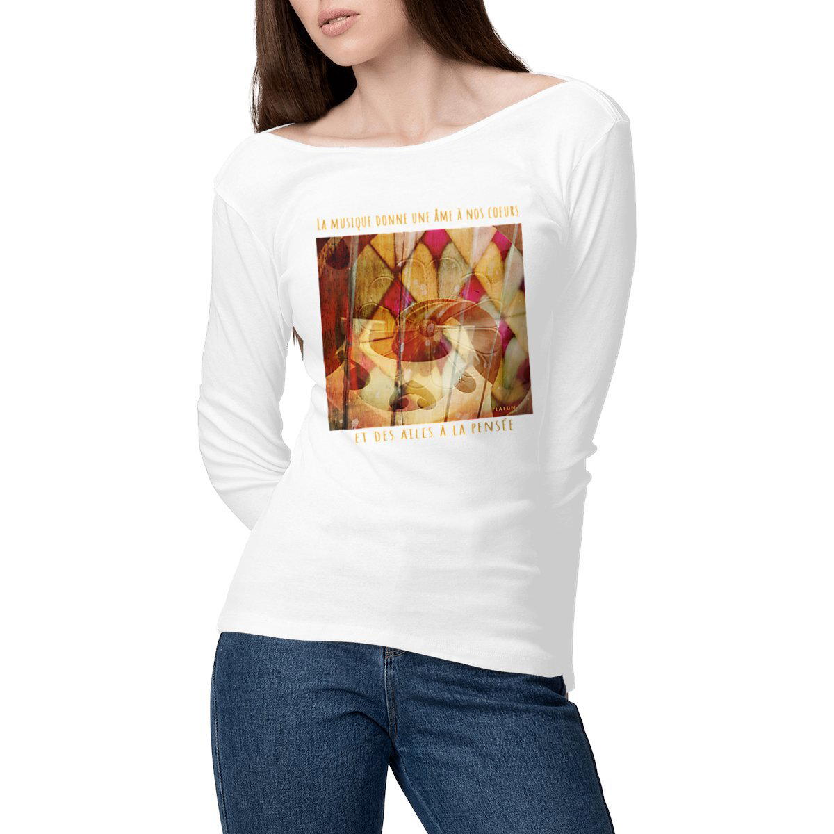Image front La musique donne une âme à nos coeurs : T-shirt femme coton bio
