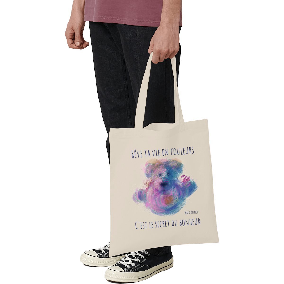 Image front Ours splash : totebag léger coton bio