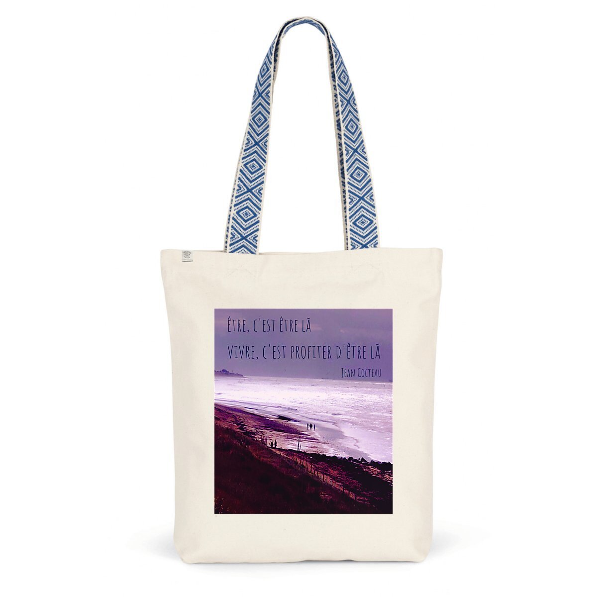 Image back Plage île de Ré : totebag éthnique coton et polyester recyclés 