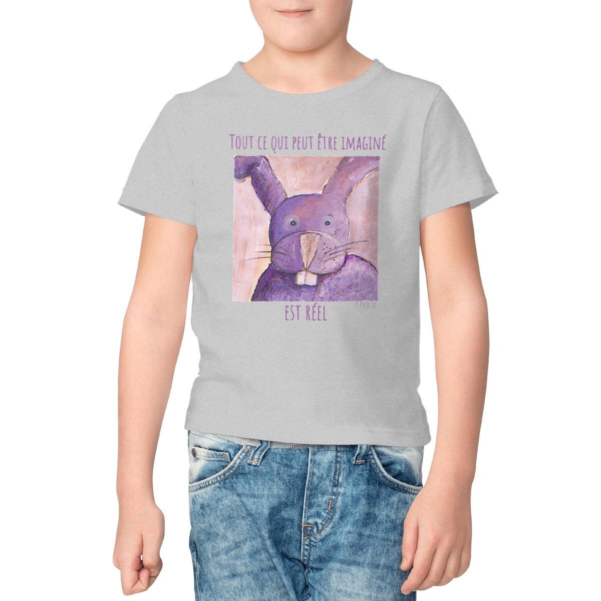 Image front Tout Ce Qui Peut Être Imaginé Est Réel : T-Shirt enfant 100% coton bio, multi-labels