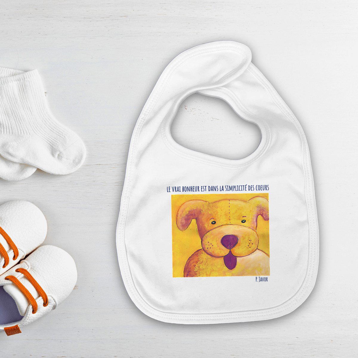 Image front La simplicité des cœurs :  bavoir bébé 100% coton bio