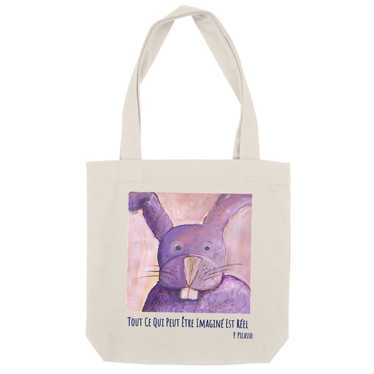 Image back Tout Ce Qui Peut Être Imaginé Est Réel : Totebag épais 80% coton et 20% polyester recyclés