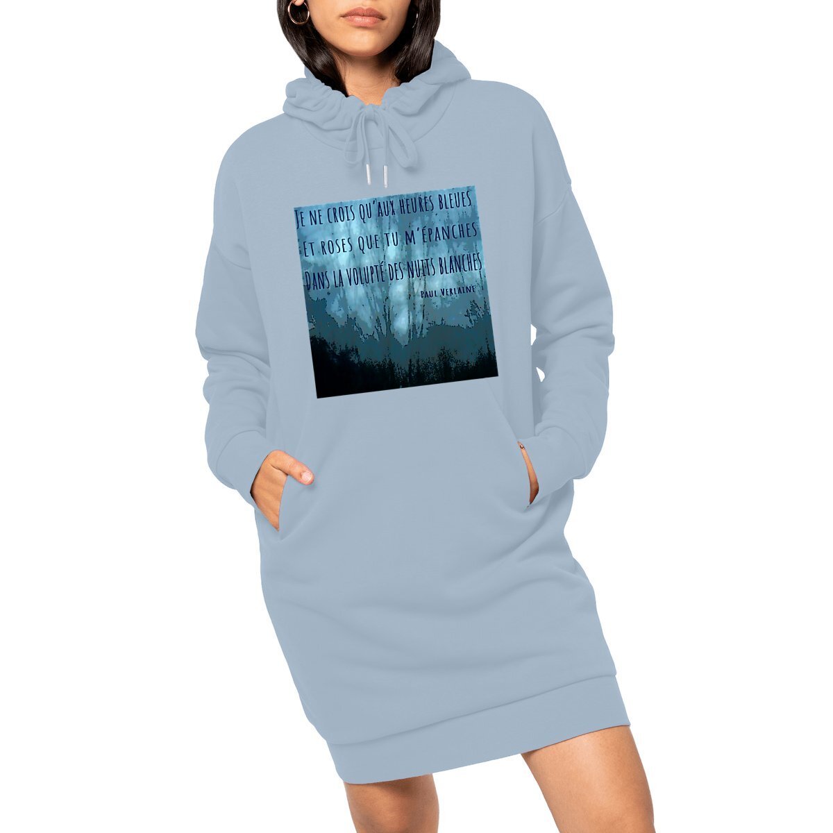 Image front L’heure bleue : robe sweat-shirt femme coton bio polyester recyclé