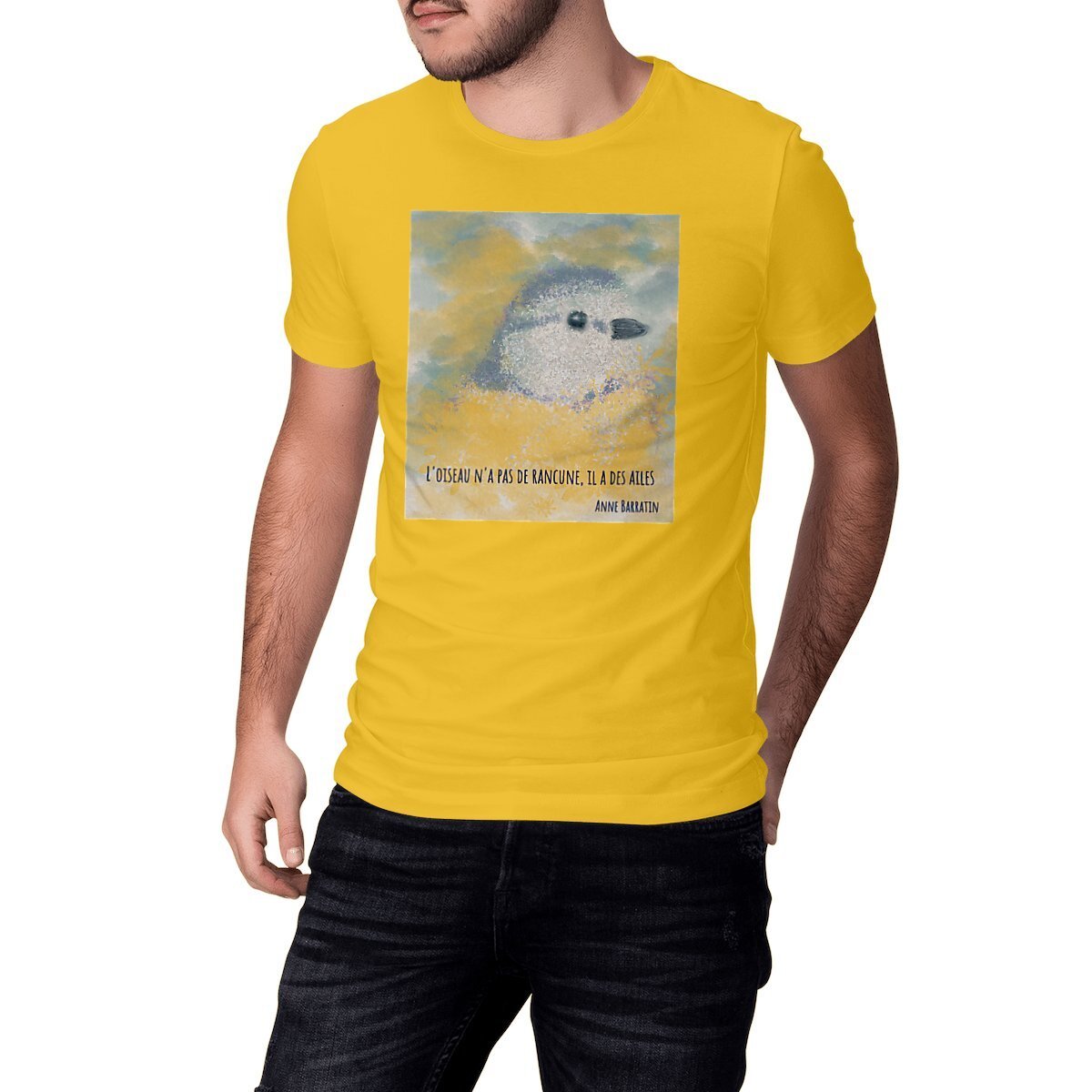 Image front l'oiseau n'a pas de rancune : T-Shirt unisexe épais, 100% coton bio, multi-labels