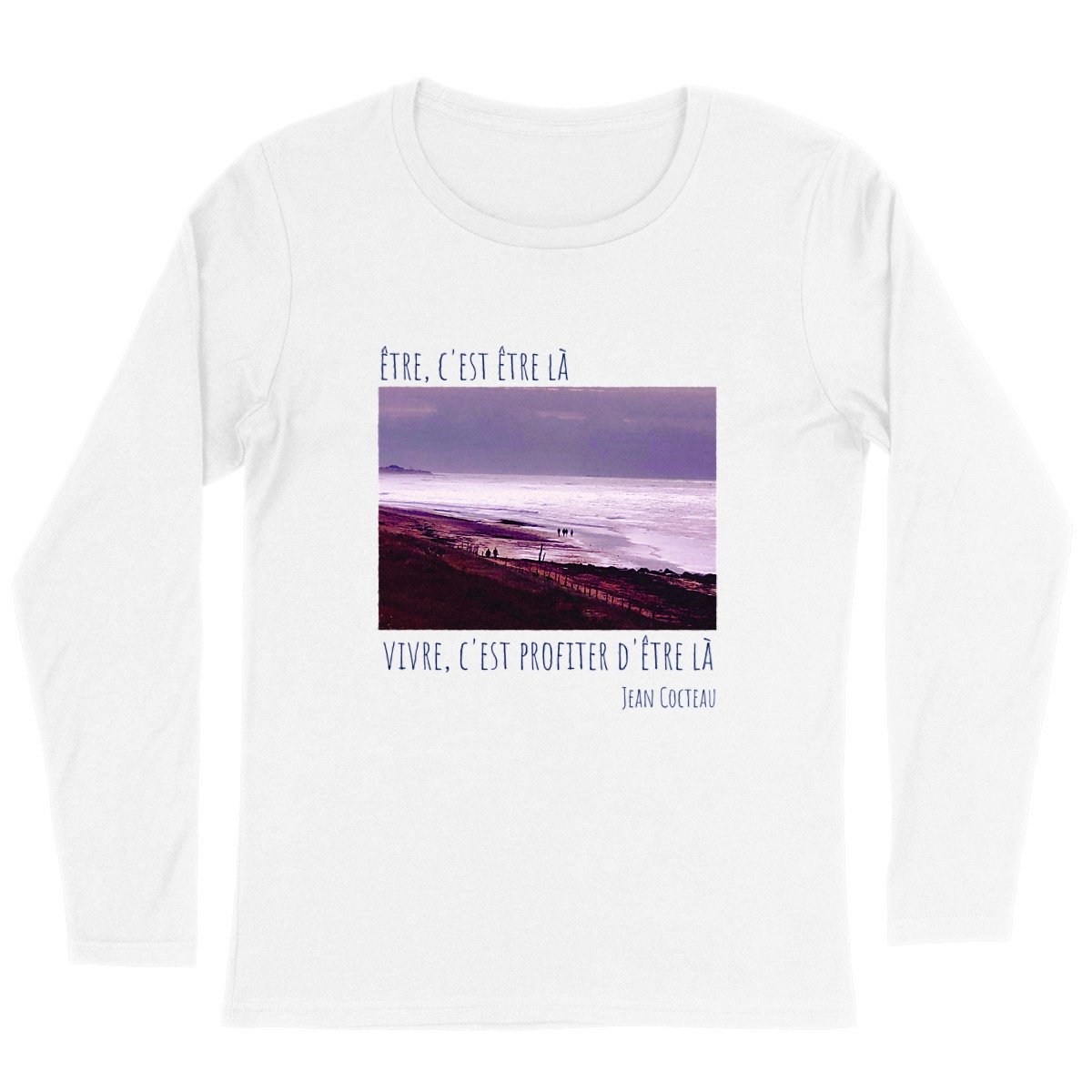 Image back Plage île de Ré : T-shirt femme manches longues coton bio