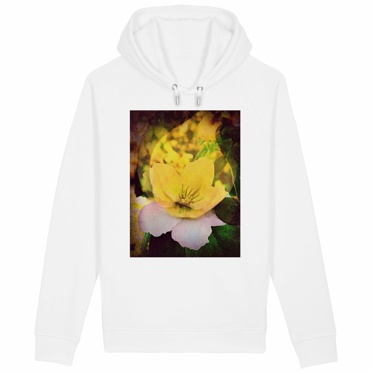 Image front fruit et fleur : sweet à capuche coton organique, polyester recyclé