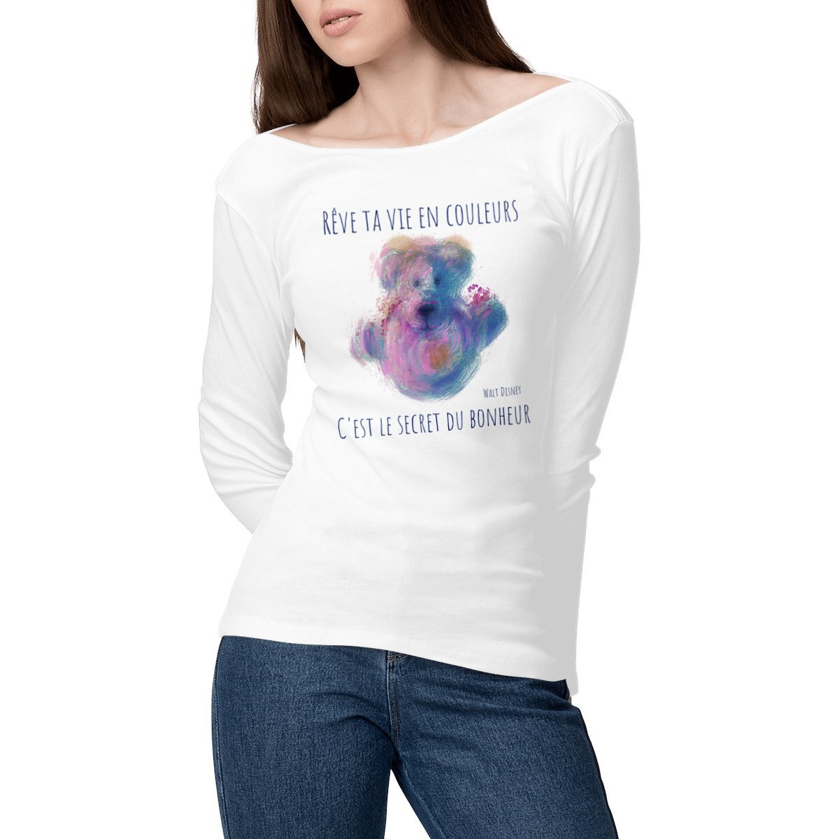 Image front Ours splash : T-shirt femme manche longue coton bio