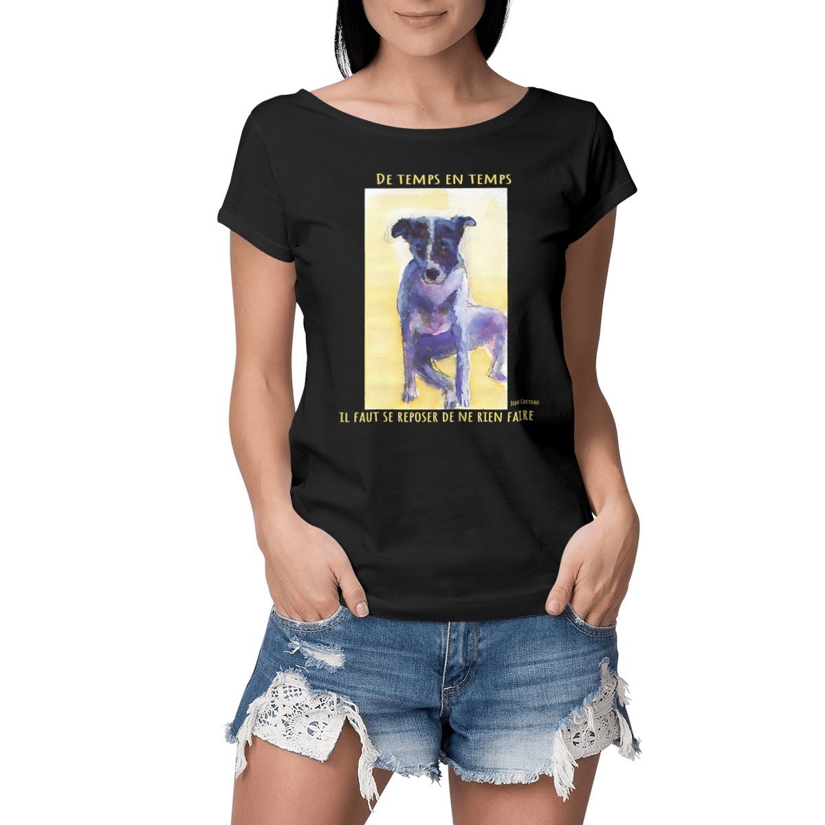 Image front Se reposer de ne rien faire : T-shirt femme slub 100% coton peigné