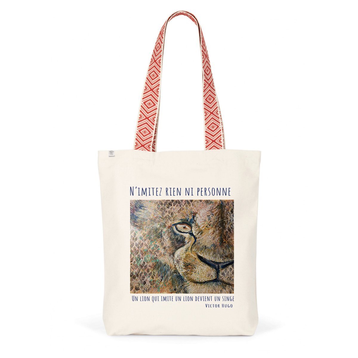 Image back N’imitez rien ni personne : Totebag ethnique, 80% coton et 20% polyester recyclés