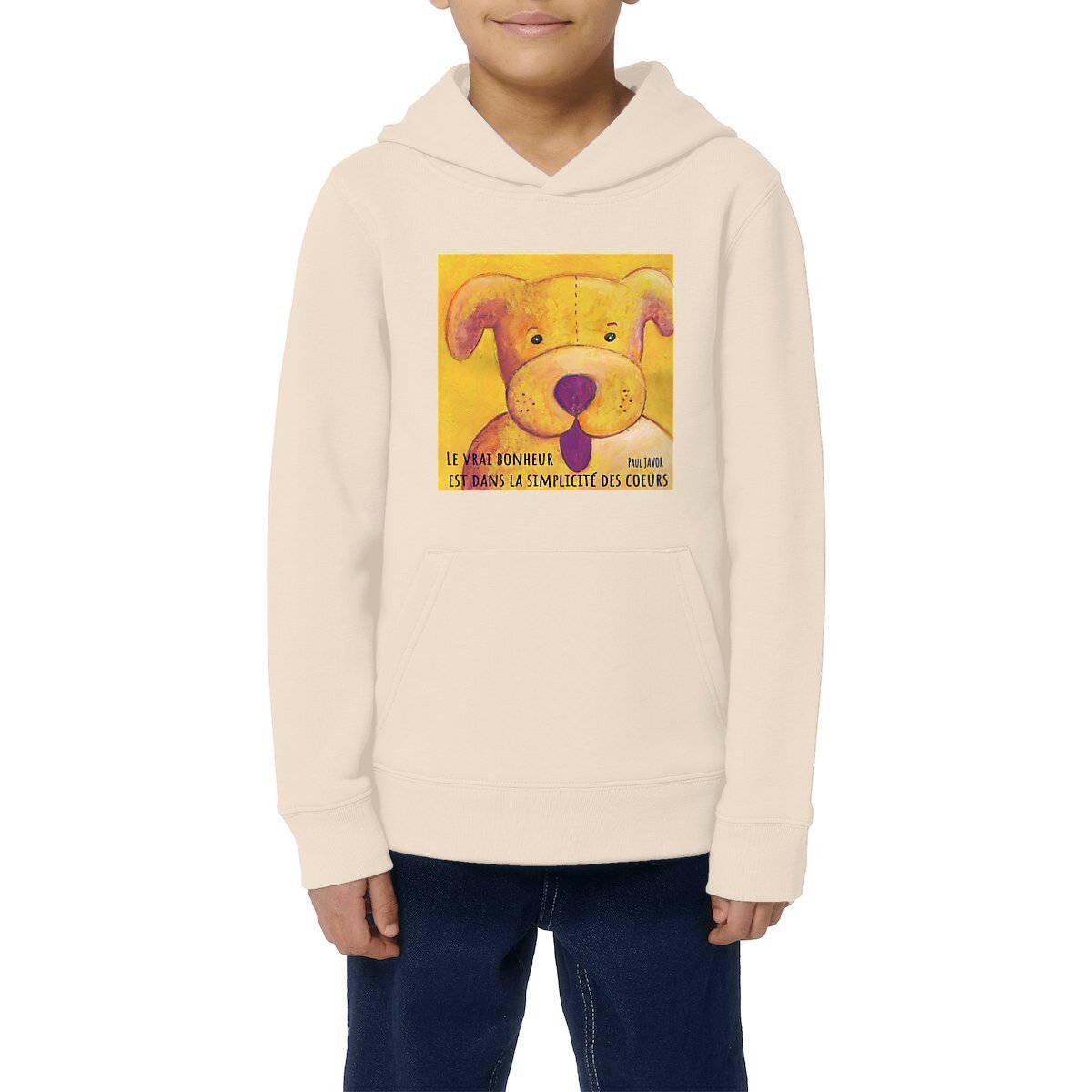 Image front la simplicité des coeurs : hoodie enfant chaud 85% coton bio, 15% polyester recyclé