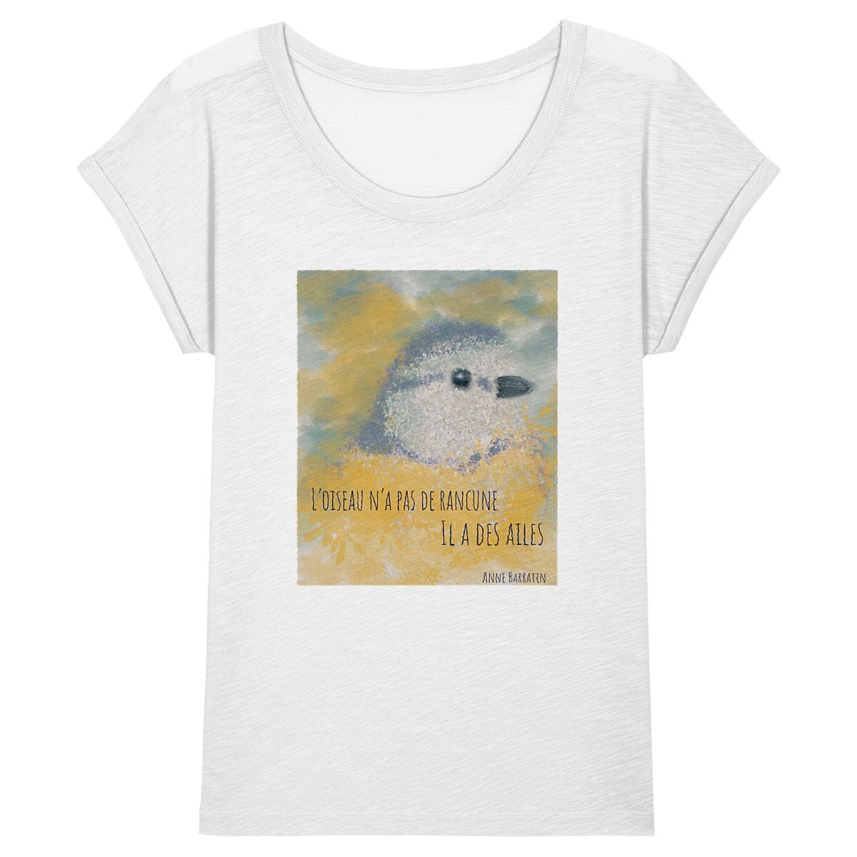 Image back l'oiseau n'a pas de rancune : Tee-shirt femme slub 100% coton bio