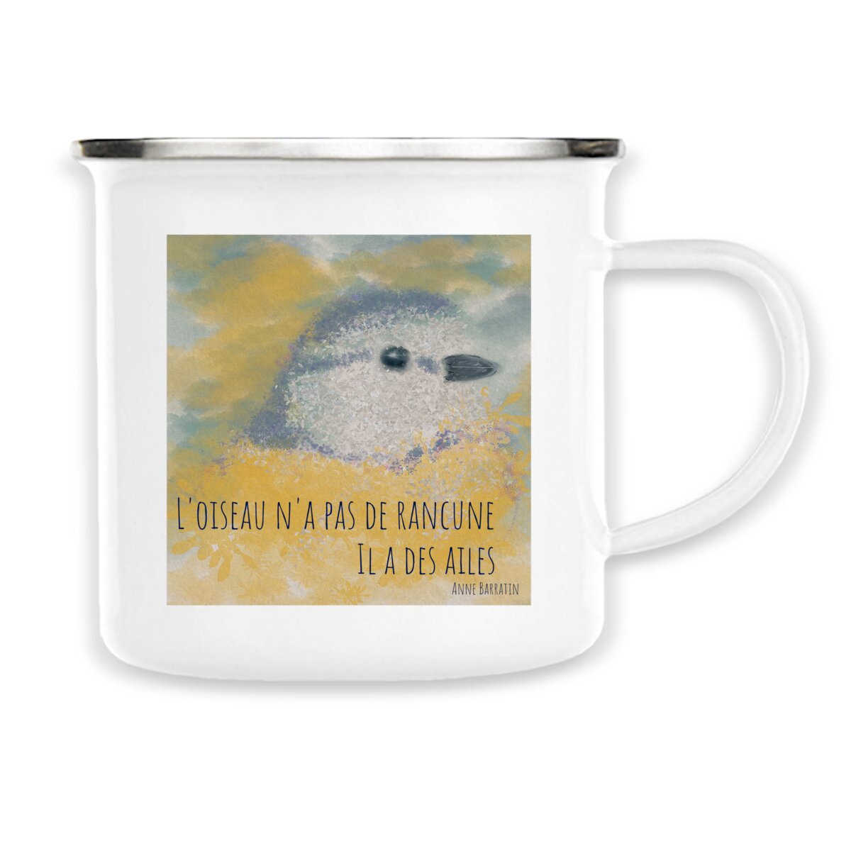 Image back L'oiseau n'a pas de rancune : mug métal