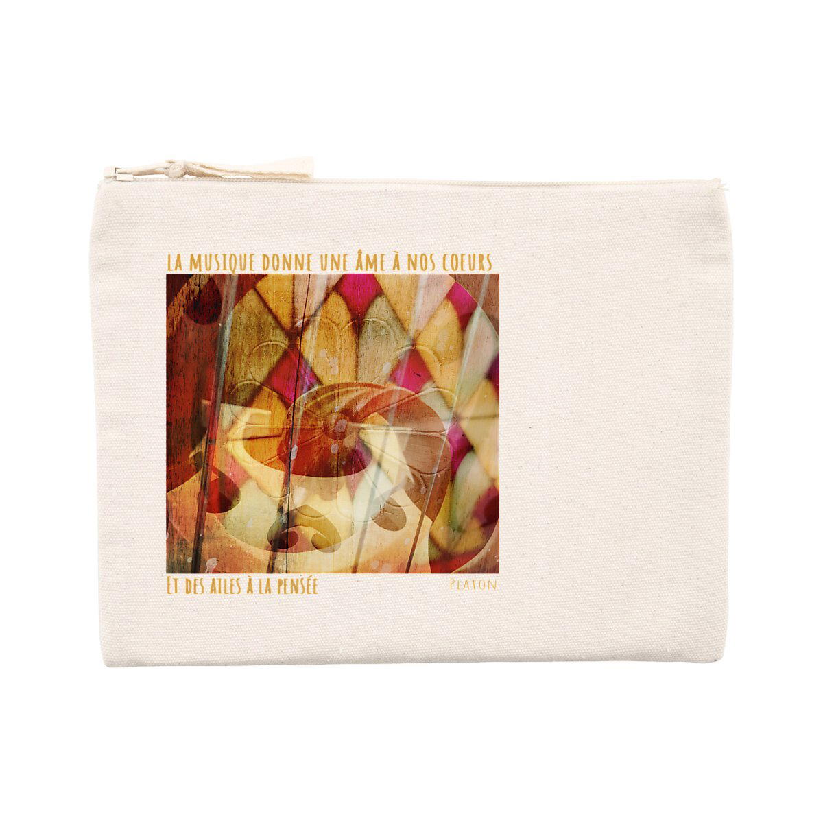 Image back La musique donne une âme à nos coeurs : pochette en coton et polyester recyclés 