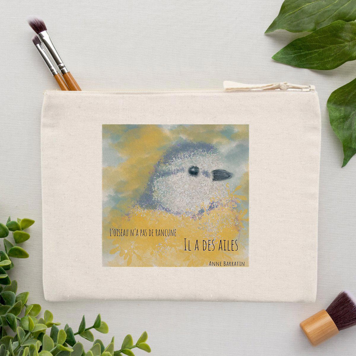 Image front L'oiseau n'a pas de rancune : pochette coton et polyester recyclés