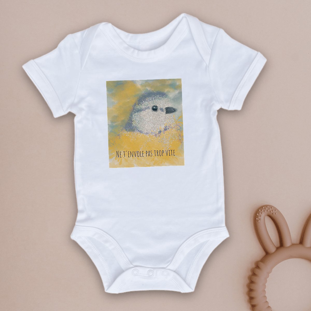 Image front L'oiseau n'a pas de rancune : body bébé coton bio