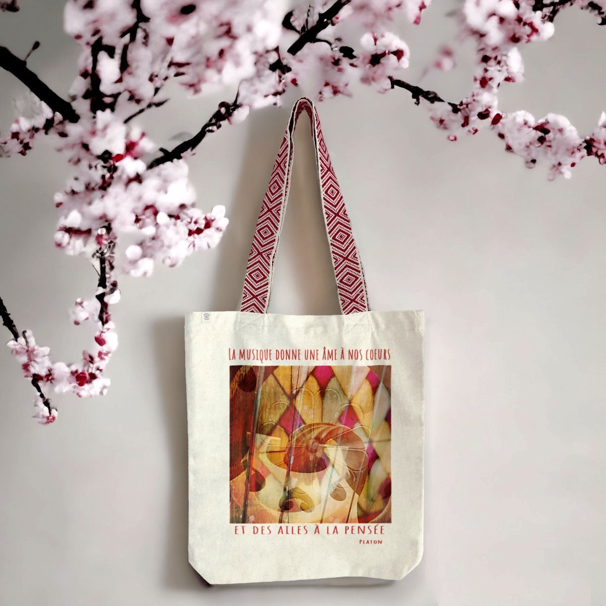 Image front violoncelle aux Beaux-Arts : totebag ethnique coton et polyester recyclé