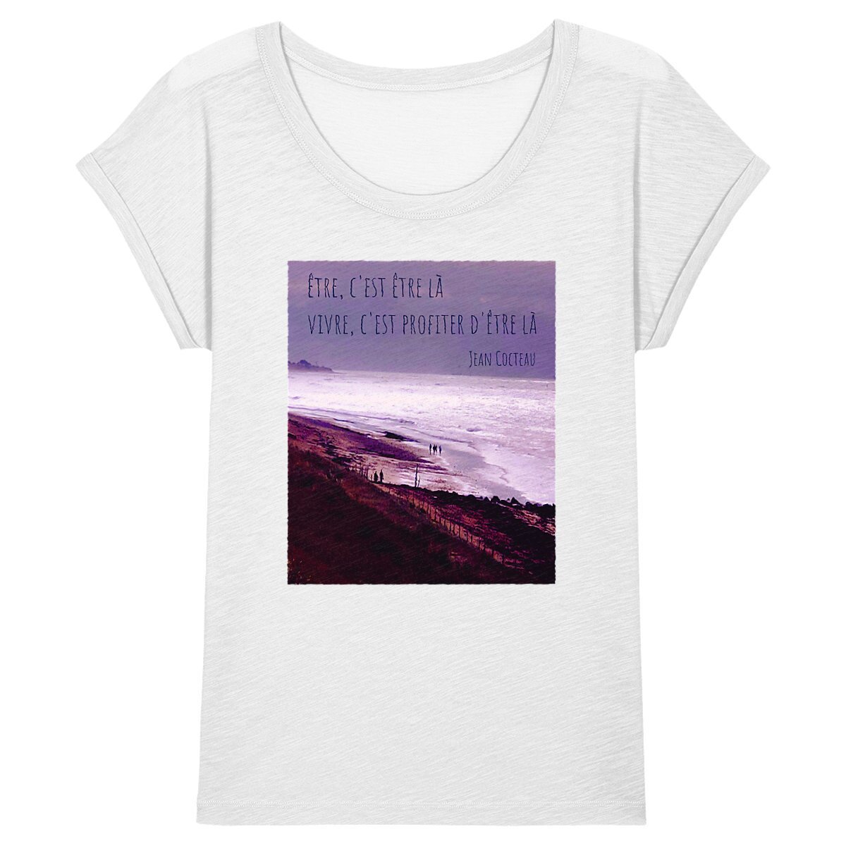 Image back Plage île de Ré : T-shirt slub femme coton bio