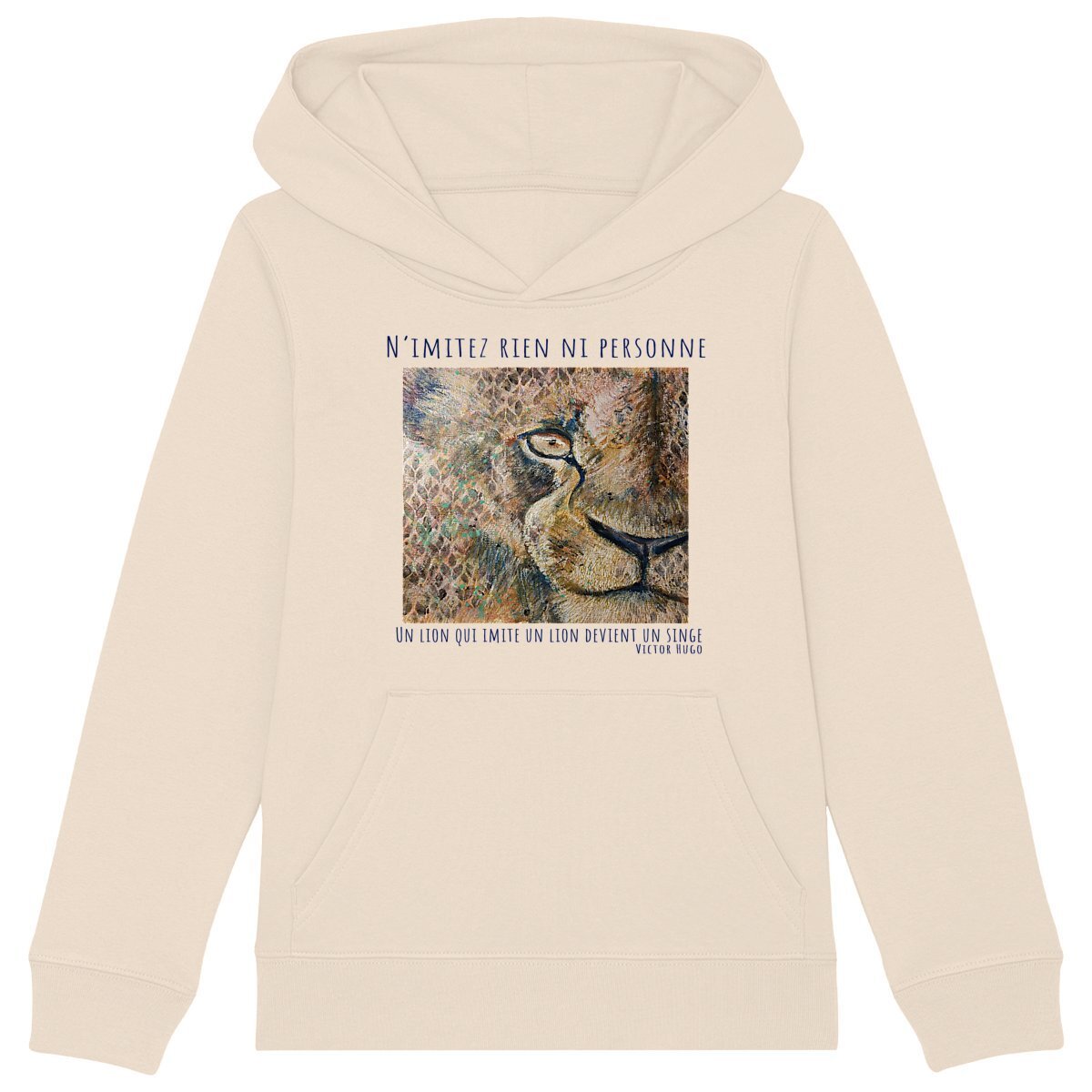 Image back N’imitez rien ni personne : hoodie enfant premium+, 85% coton bio, 15% polyester recyclé