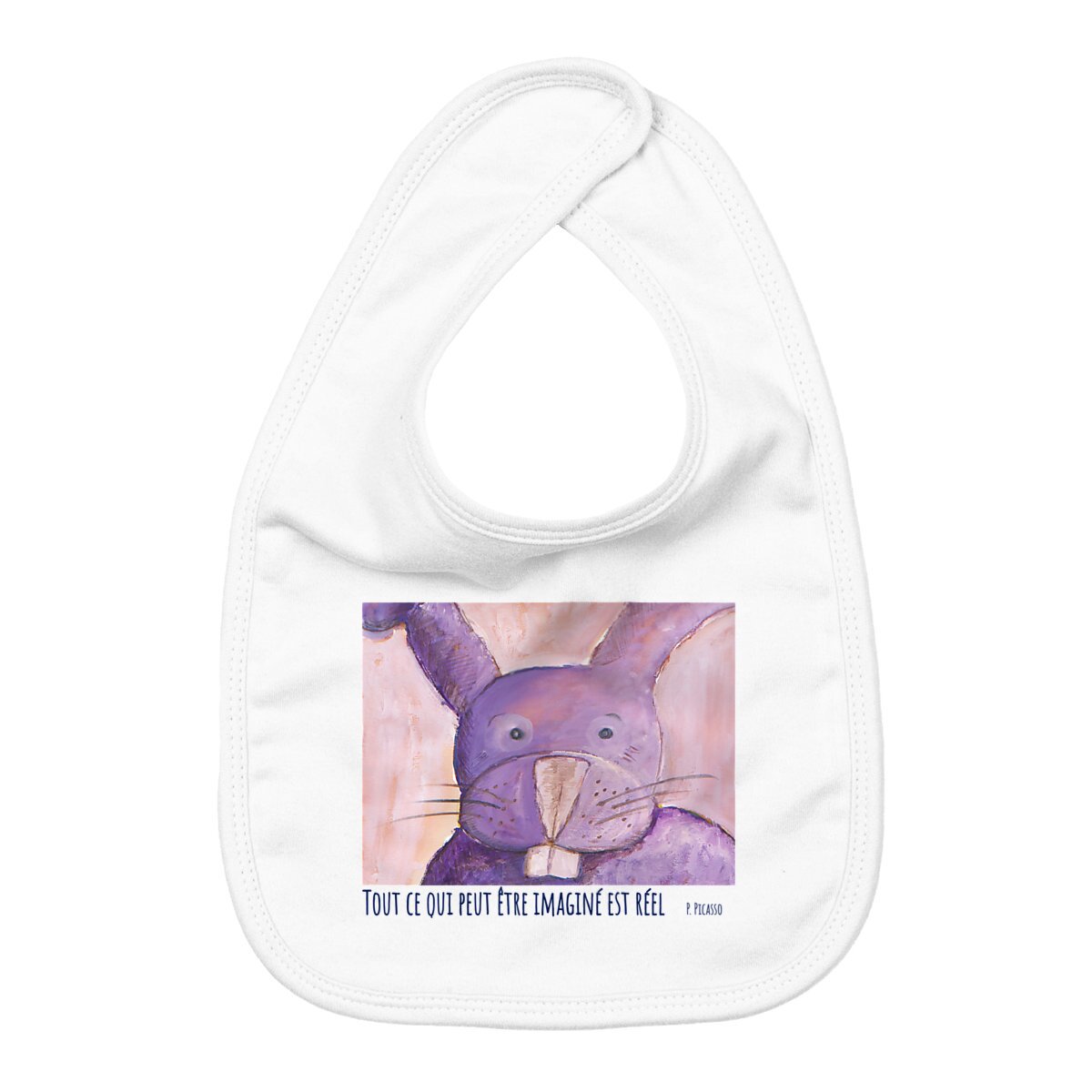 Image back Tout Ce Qui Peut Être Imaginé Est Réel : bavoir bébé 100% coton bio