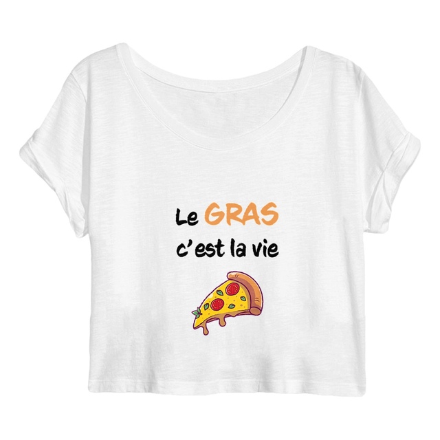 Image back Crop top le gras c'est la vie