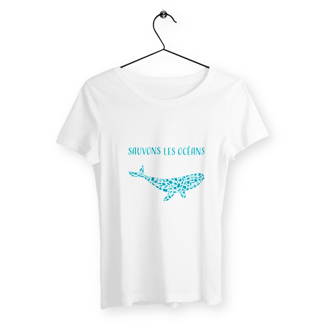 Image back T-shirt femme sauvons les océans baleine