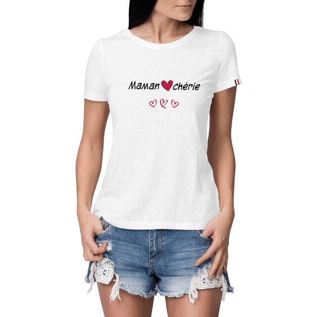 Image front T-shirt femme maman chérie France édition
