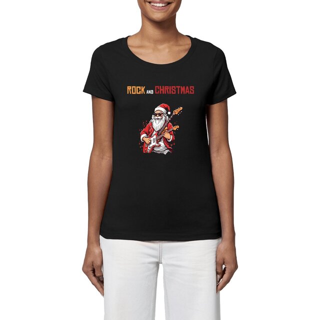 Image front T-shirt femme rock and christmas