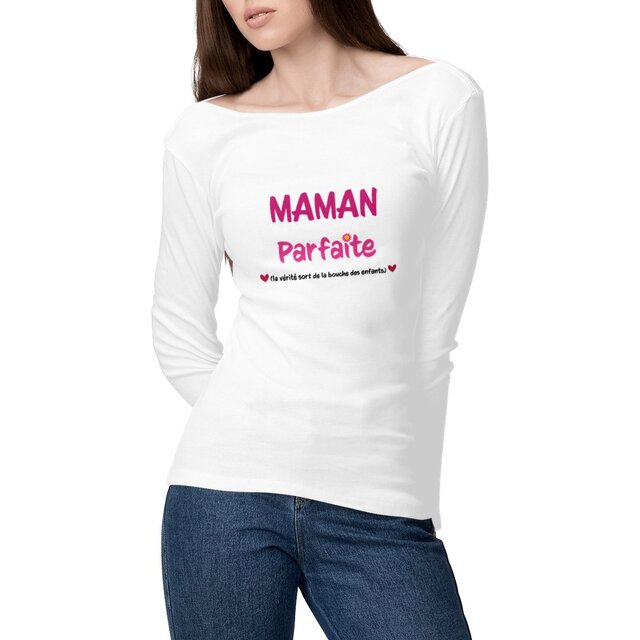 Image front T-shirt manches longues femme maman parfaite