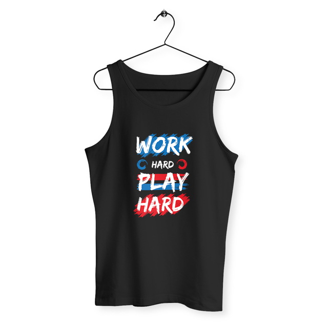 Image back Débardeur homme work hard play hard
