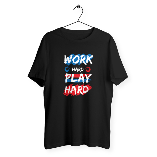 Image back T-shirt homme work hard play hard