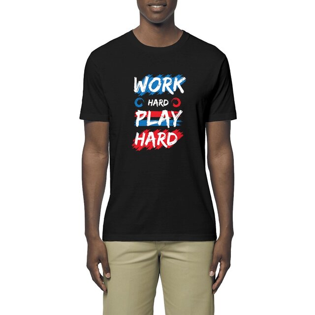Image front T-shirt homme work hard play hard