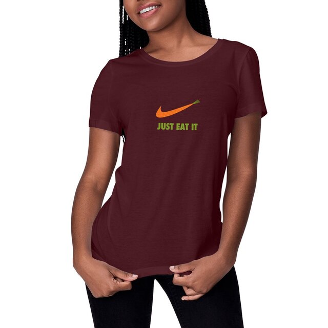Image front T-shirt femme just eat it vert