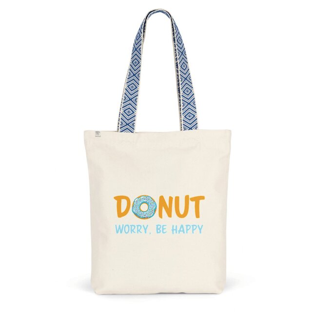 Image back Sac coton ethnique donut worry be happy