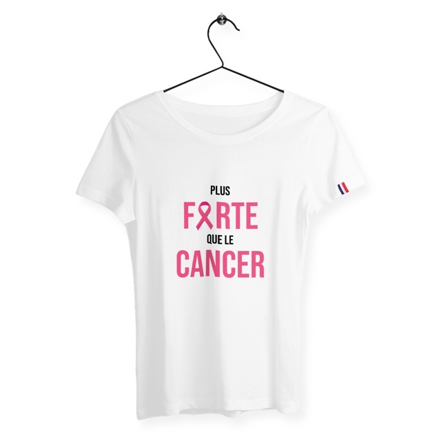 Image back T-shirt femme plus forte que le cancer France édition