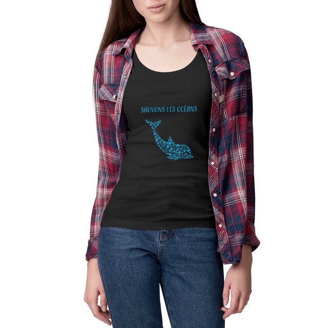 Image front Débardeur femme sauvons les océans dauphin