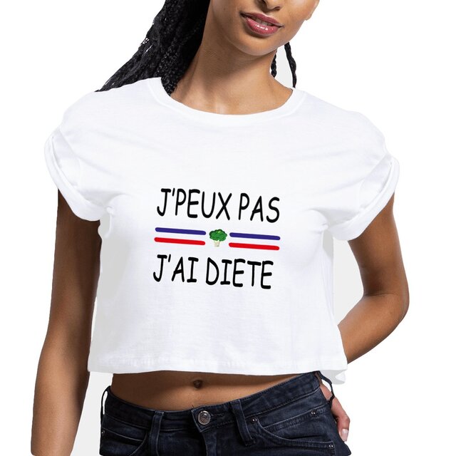 Image front Crop top femme j'peux pas j'ai diète
