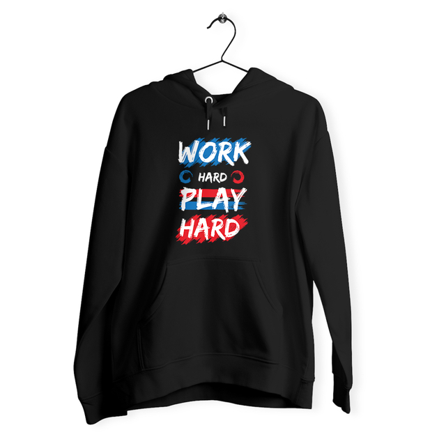 Image front Sweat unisexe luxe work hard play hard