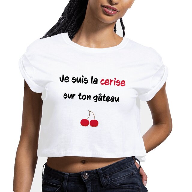 Image front Crop top je suis la cerise sur ton gâteau