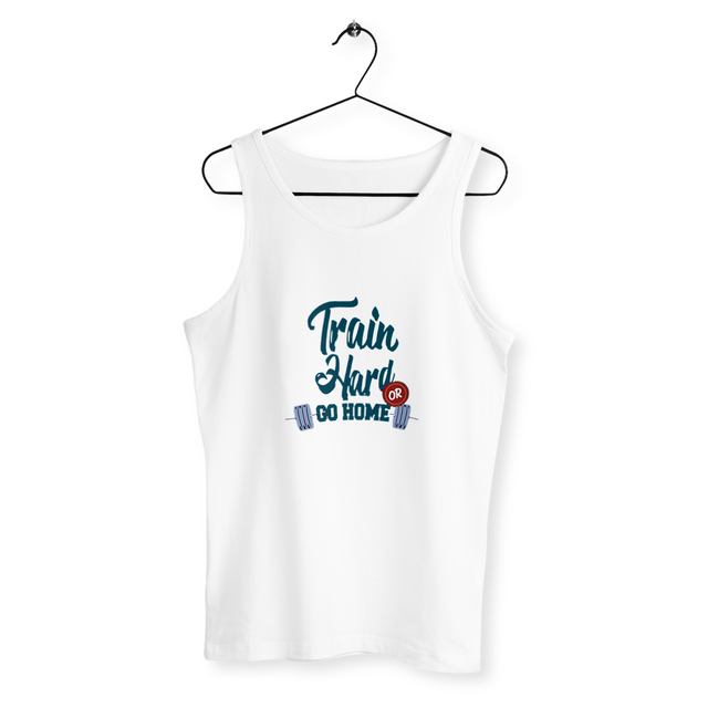 Image back Débardeur homme train hard or go home bleu